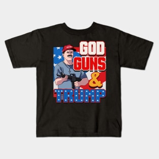 God Guns and Trump Proud American Kids T-Shirt